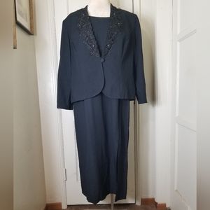 S L FASHIONS 22W black 2 piece long sleeve jacket sheath maxi dress